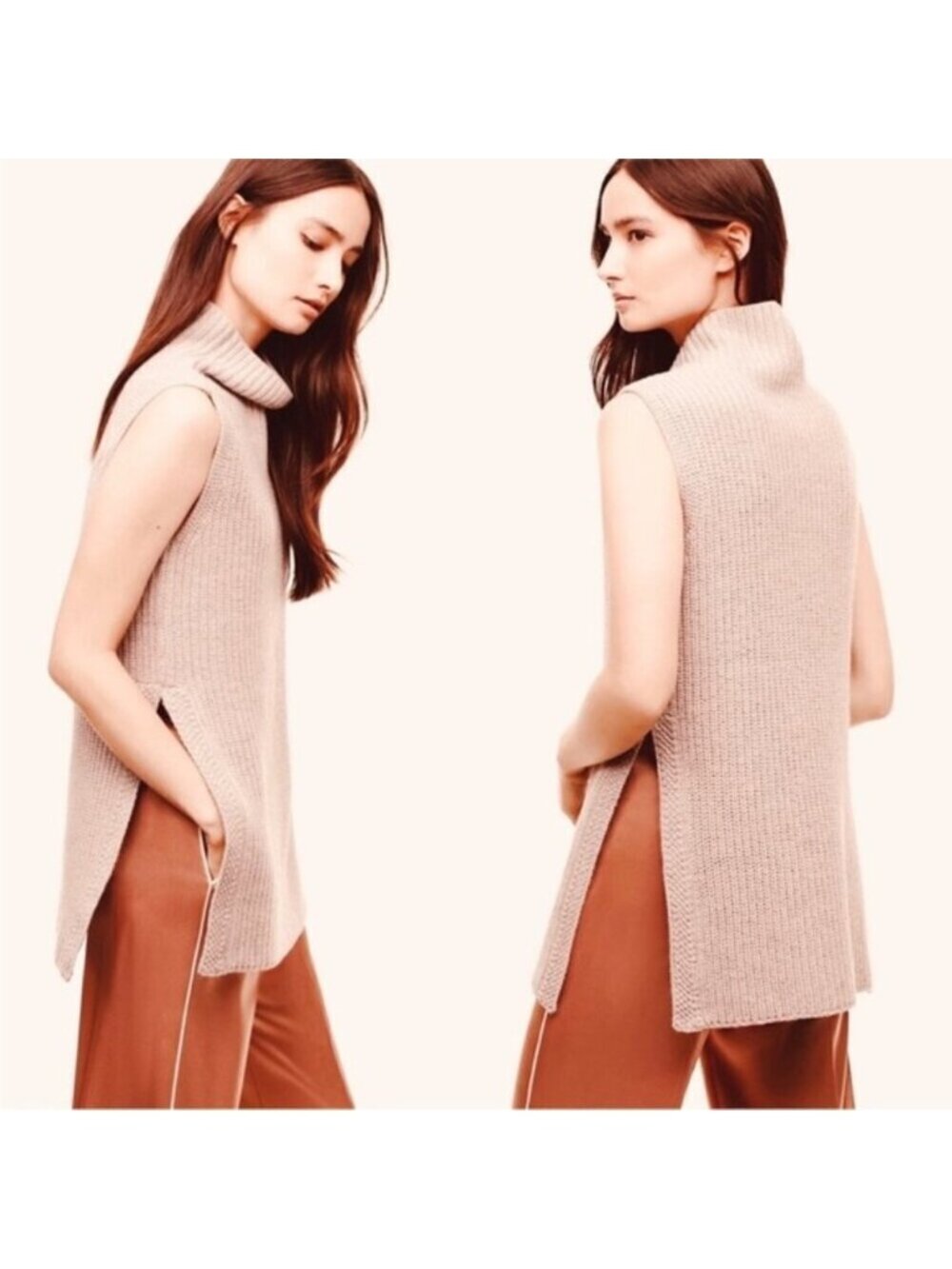 Aritzia Wilfred Pink Durandal Merino Wool Sleeveless Sweater - XS